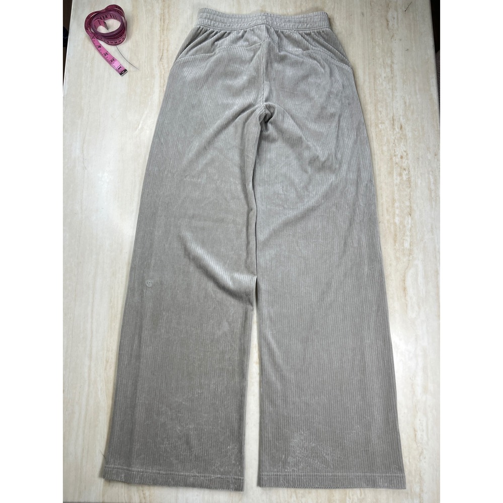 Lululemon Corduroy Wide Leg Pants Grey Beige High Rise Ribbed Trousers Size 4 - Picture 5 of 14